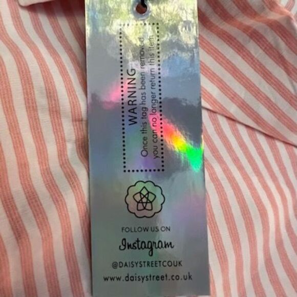 Daisy Street Pinstripe Bowling Shirt With Embroidered Fruit Slice on Pocket - Picture 8 of 8